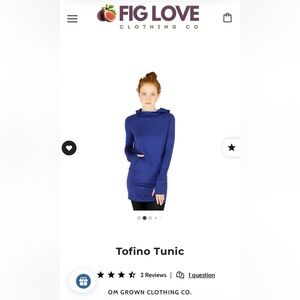 ⭐️Sale 4/$40 NWT OM Grown bamboo/spandex tunic hoodie, S/M